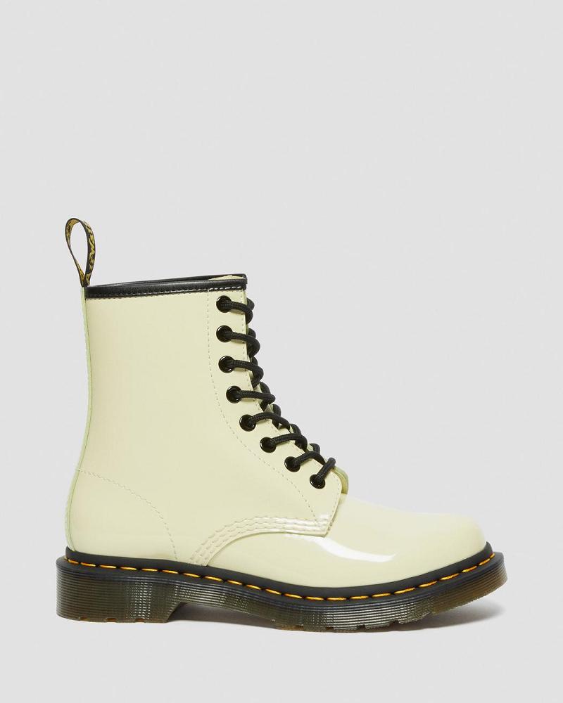 Dr Martens 1460 Lak Læder Snørestøvler Dame Hvide | DK 192EBC